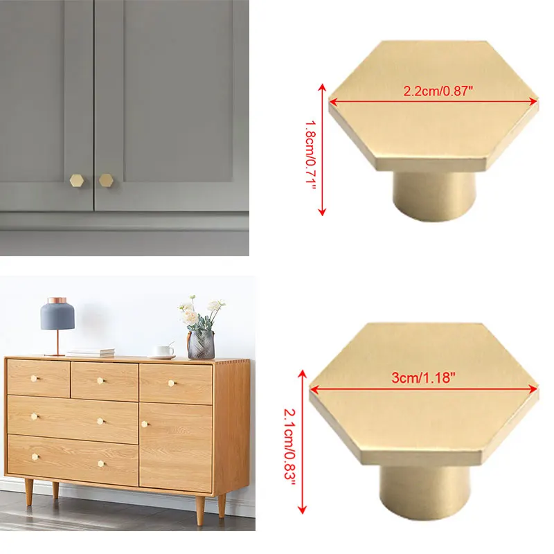 Шестигранные латунные двери шкафа головка ручки скандинавском стиле ящик