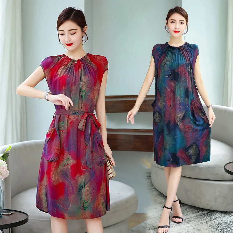 

Summer cotton Dress 2020 Plus Size 4XL Women Dresses Party O-Neck Loose Female casual fashion print Dress