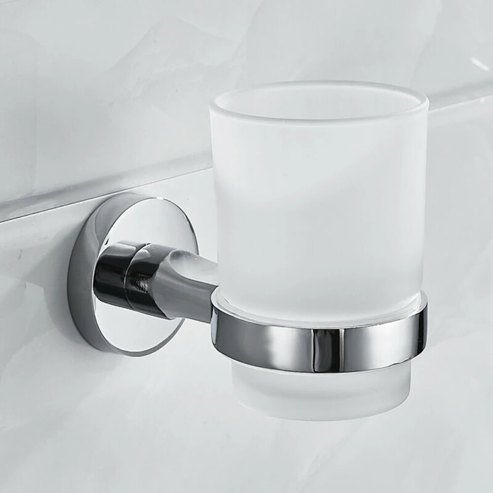 

Bathroom Stainless Toothbrush Tumbler Holder With Glass Cup Wall Mounted Toothbrush Holder Or Tumbler Drinking Glass Cups