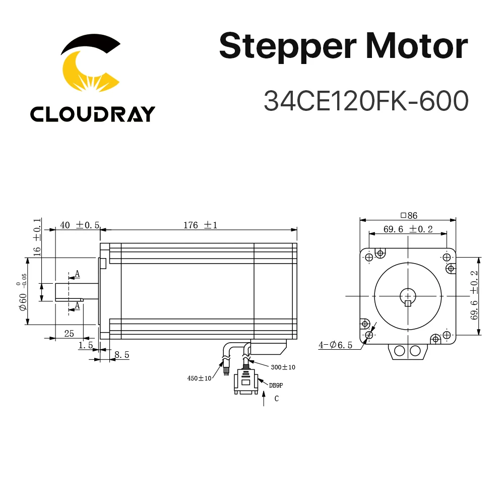 Замкнутый комплект шагового двигателя Cloudray Nema 34 с датчиком кодирования 12 нм