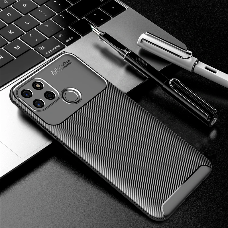 

For Oppo Realme C12 Case Silicone Carbon Fiber Shockproof Cover For Oppo Realme C12 C11 C15 C3 7 X7 F17 Pro Case For Realme C12