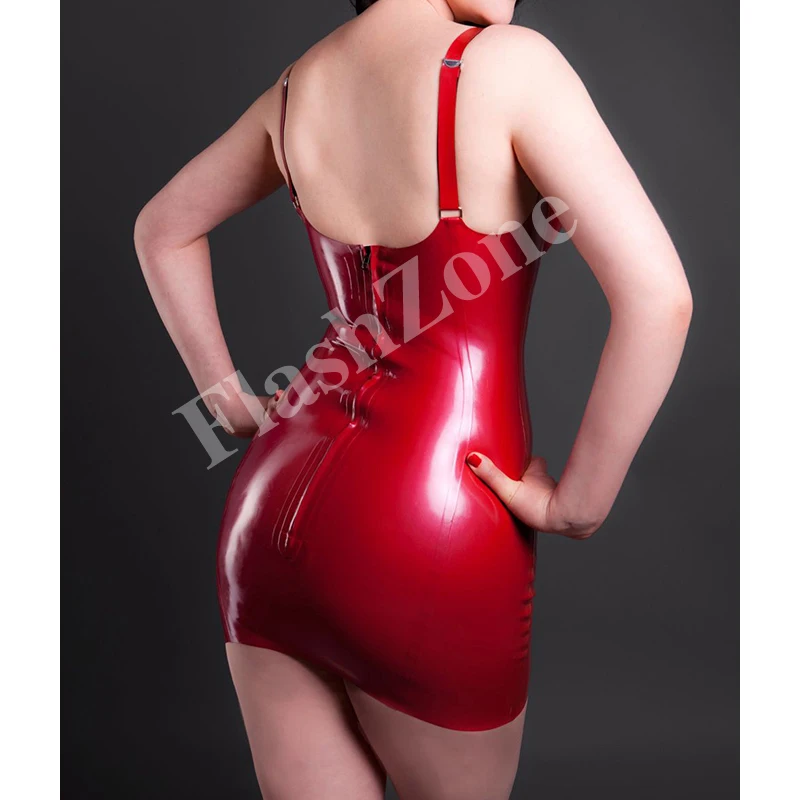 Бесплатная доставка! Женское латексное платье красного цвета новый дизайн |