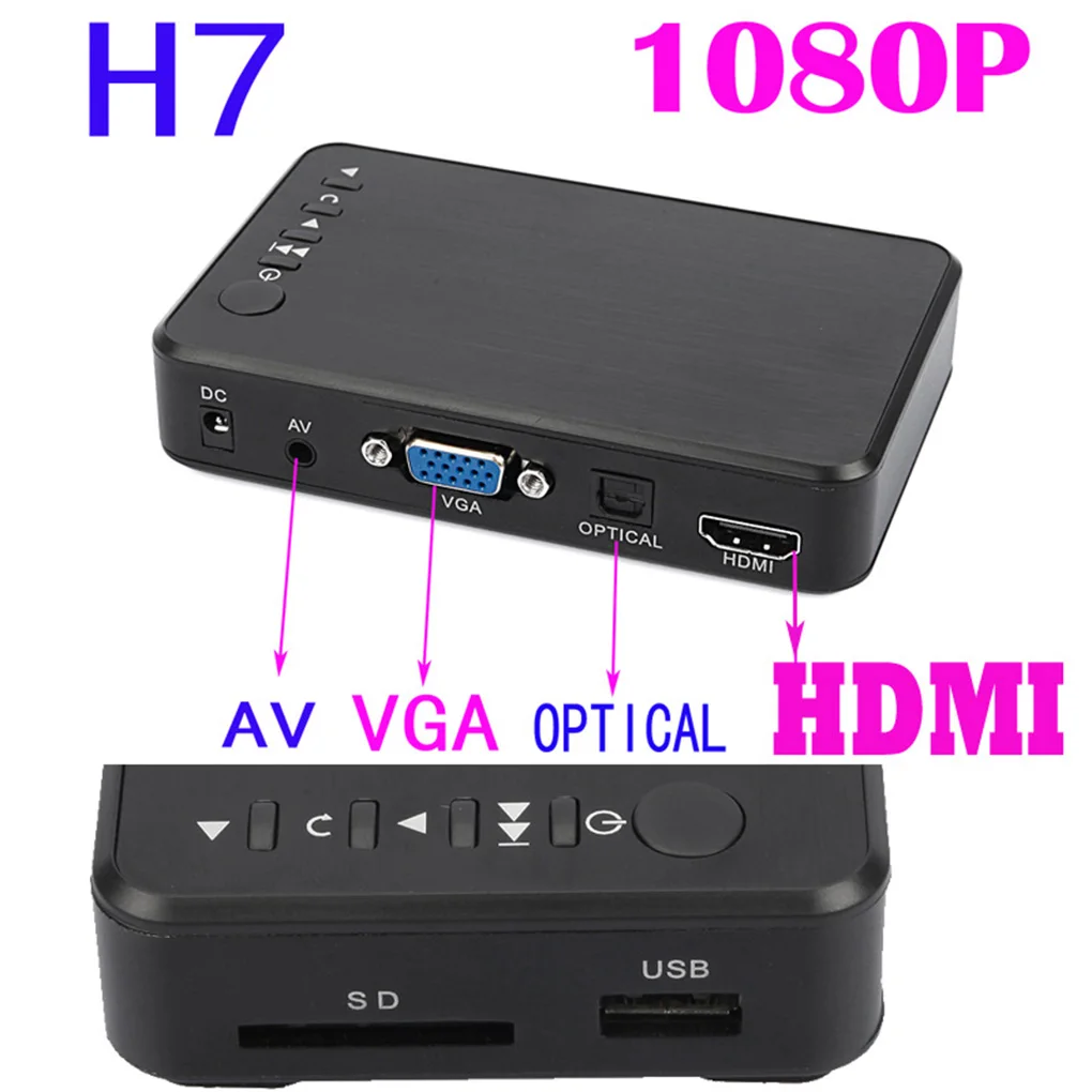 Мультимедийный мини плеер Full HD 1080P USB внешний HDD для SD U диска HDMI VGA AV