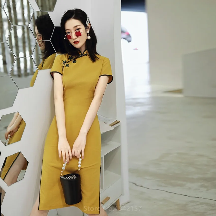 Традиционное китайское винтажное платье для женщин Восточное элегантное тонкое