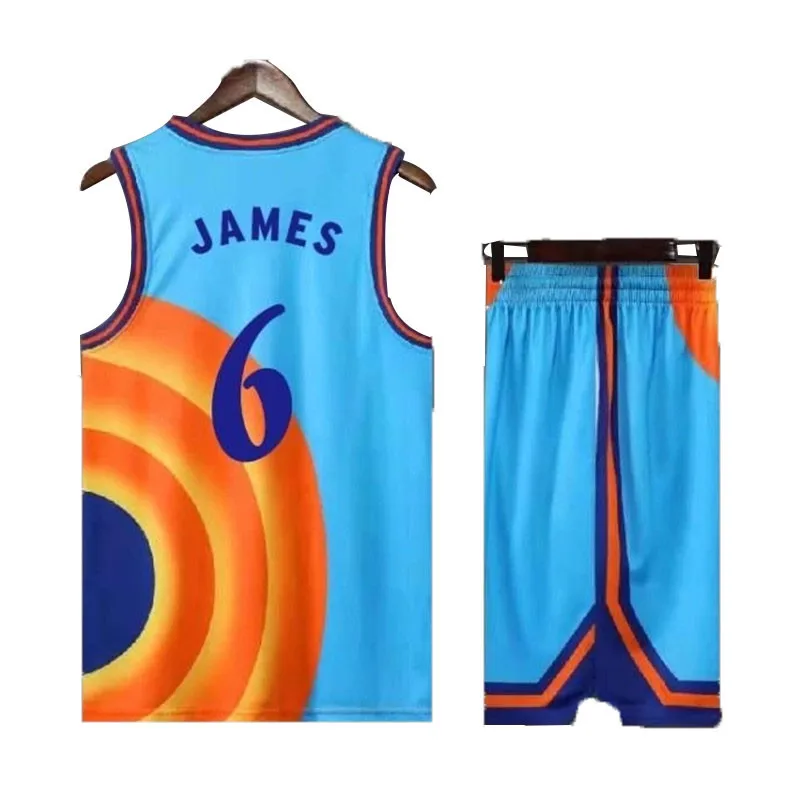 costume space jam james 6 movie tune squad basketball jersey set sports air slam dunk sleeve shirt singlet uniform free global shipping