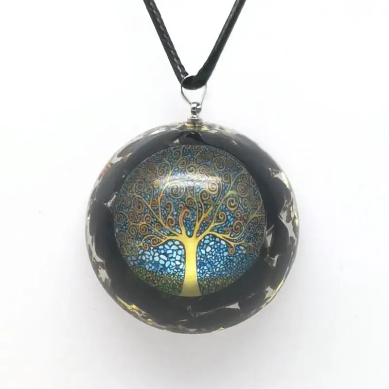 

Tree Of Life Orgonite Pendant Charoite Natural Crystal Quartz Energy Chakra EMF Protection Orgone Healing Jewelry Necklace