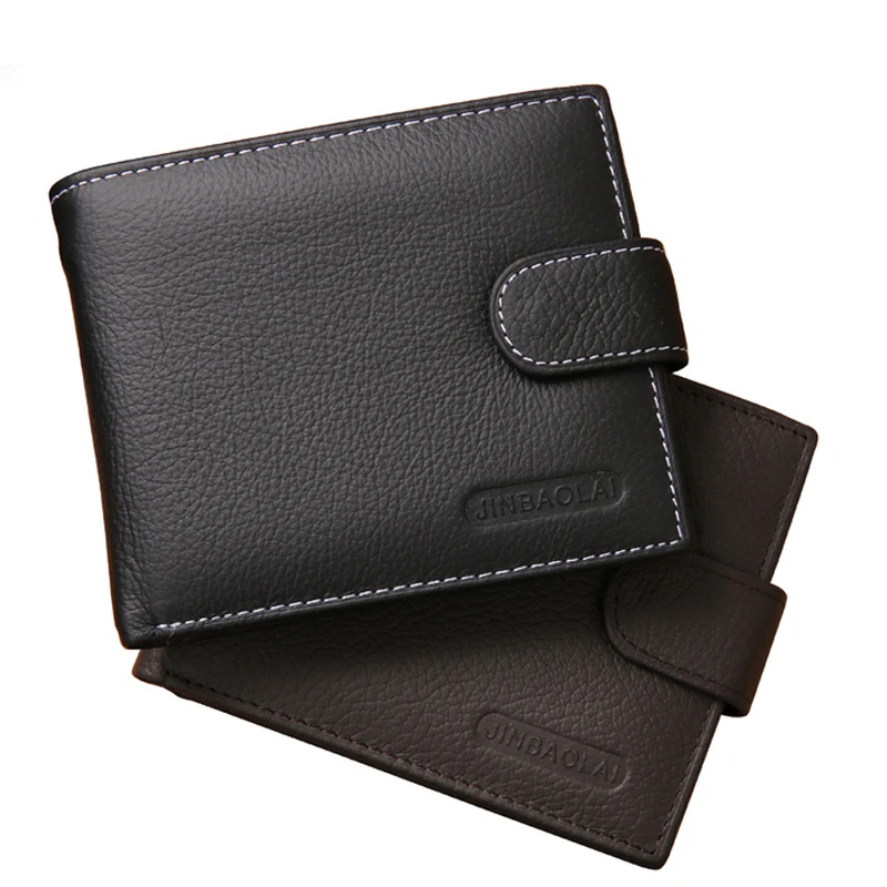 

Cowhide Genuine Leather Men's Wallets for Man Business Short Wallet Hasp Coin Purse Money Clip Photo Holder Cards Holders Male