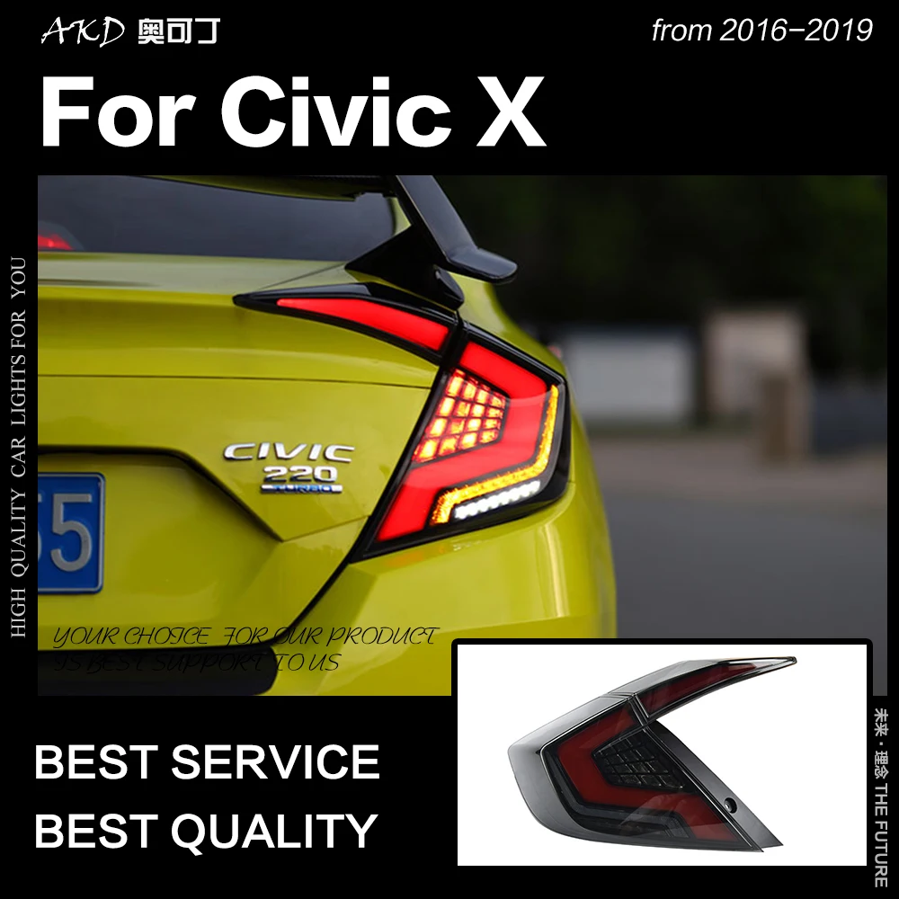 Автомобильный Стайлинг для Honda Civic задний фонарь 2017-2019 светодиодный фсветильник