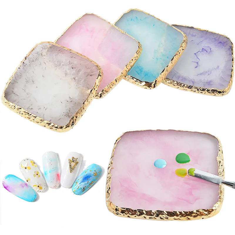 

1PC Resin Stone Color Palette False Nail Tips Drawing Nail Color Palette for Nail Color Mixing Display Manicure Polish Gel Tools