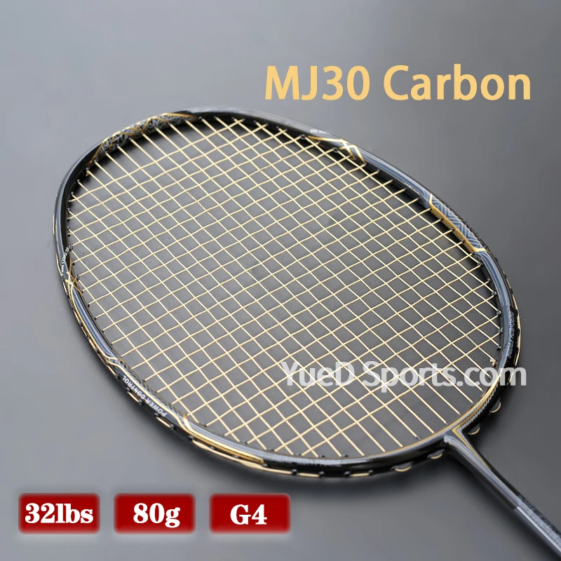 Professional 100% Japan MJ30 Carbon Fiber Badminton Rackets Strung 4U Max Tension 32LBS Training Offensive Racquet Bags Sports