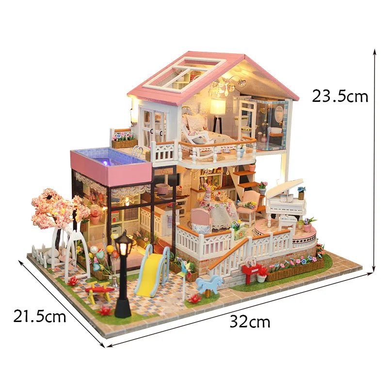 

New DIY Wooden house Toy Super Rich Miniature Assemble Dollhouse Toys for Kids Christmas Birthday Gifts