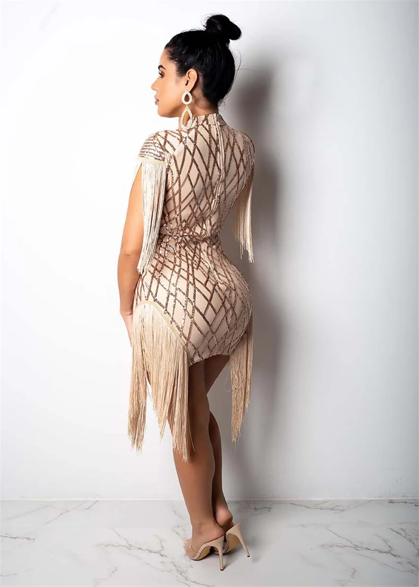 Женское летнее модное сексуальное платье с бахромой однотонное элегантное для