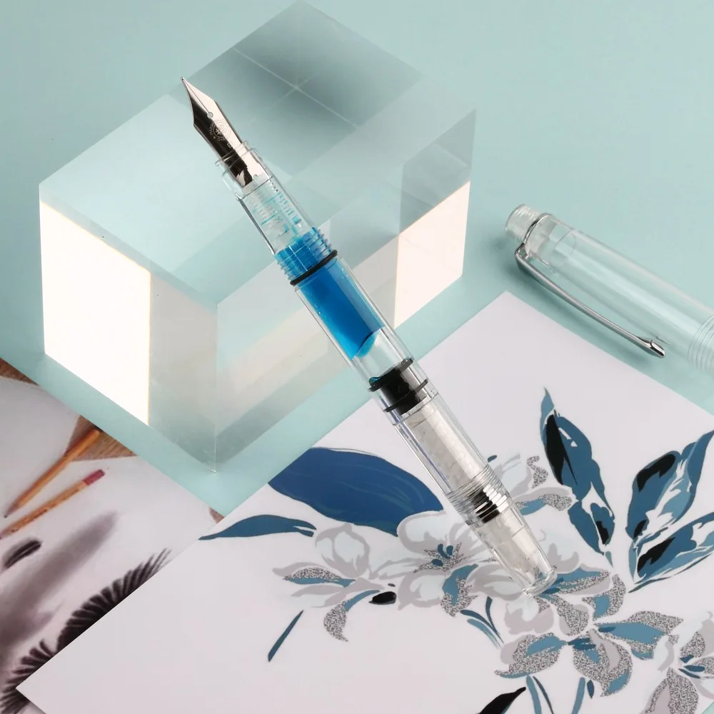 Перьевая ручка с прозрачным поршневым излучателем Penbbs 494 EF/ F оригинальная