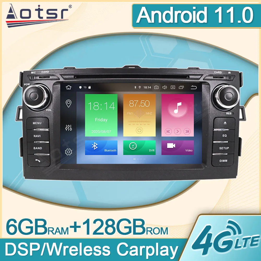 

6+128G Android 11 Car Radio For Toyota Auris 2006 2007 2008 - 2012 Multimedia Player Video DVD GPS Navigation Carplay Head Unit