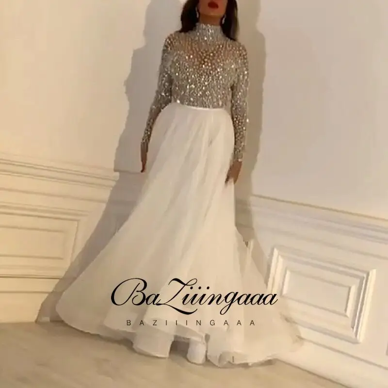 

Hi Shy Bridal Luxury Evening Dresses Long Woman Gown 2021 Sequins Robe De Soir Parties Plus Size Bride Dress Prom Party Gowns