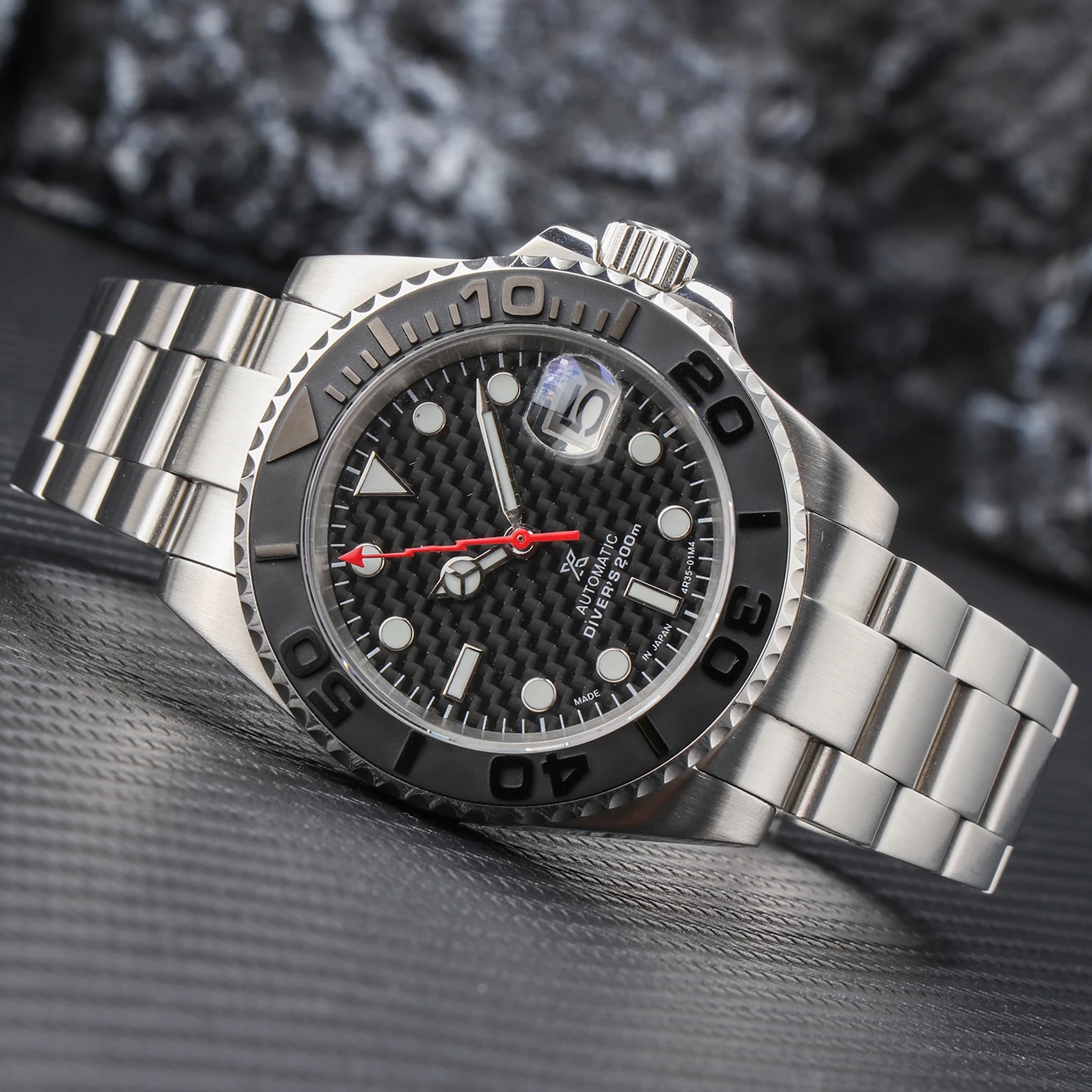 

Modified watch water ghost watch Japan nh35 automatic mechanical watch Black yacht luminous men's Watch