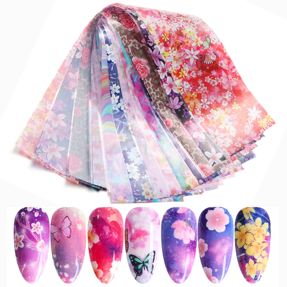 Набор слайдеров звездных цветов для ногтей 10 шт. голографическая наклейка в