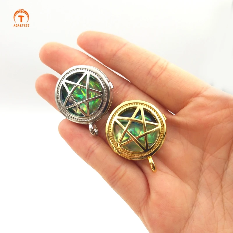 

3 шт. натуральный изысканный кулон в виде раковины абалона круглый перфорацией в виде звезд, ювелирное изделие в оболочке, пляж; Цвет золотой...