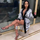 Халат женский с принтом долларов, бандажный кардиган средней длины с длинным рукавом, пижама, модная пикантная одежда для отдыха, осень 2021