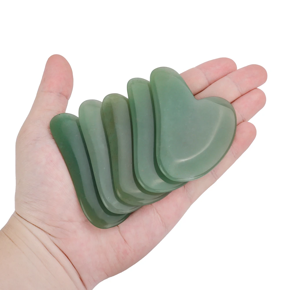 Зеленая кварцевая Нефритовая доска гуаша скребок из натурального камня