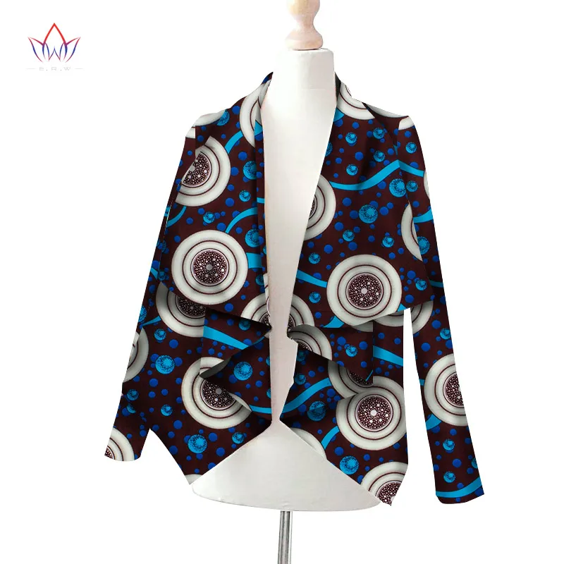

BRW New African Clothes for Women Trench Coat for Women Overcoat Women Basic Coats Ankara Long Sleeve Collarless Trench WY1160