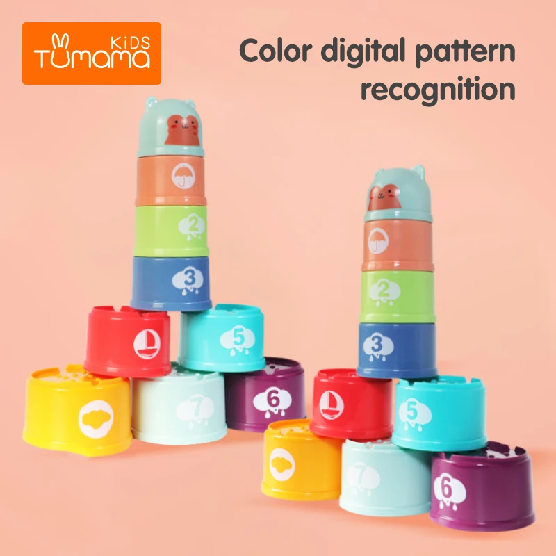 TUMAMA 9 Комплект стек башня из чашек с накоплением Пластик сложенные чашечки От 1 до