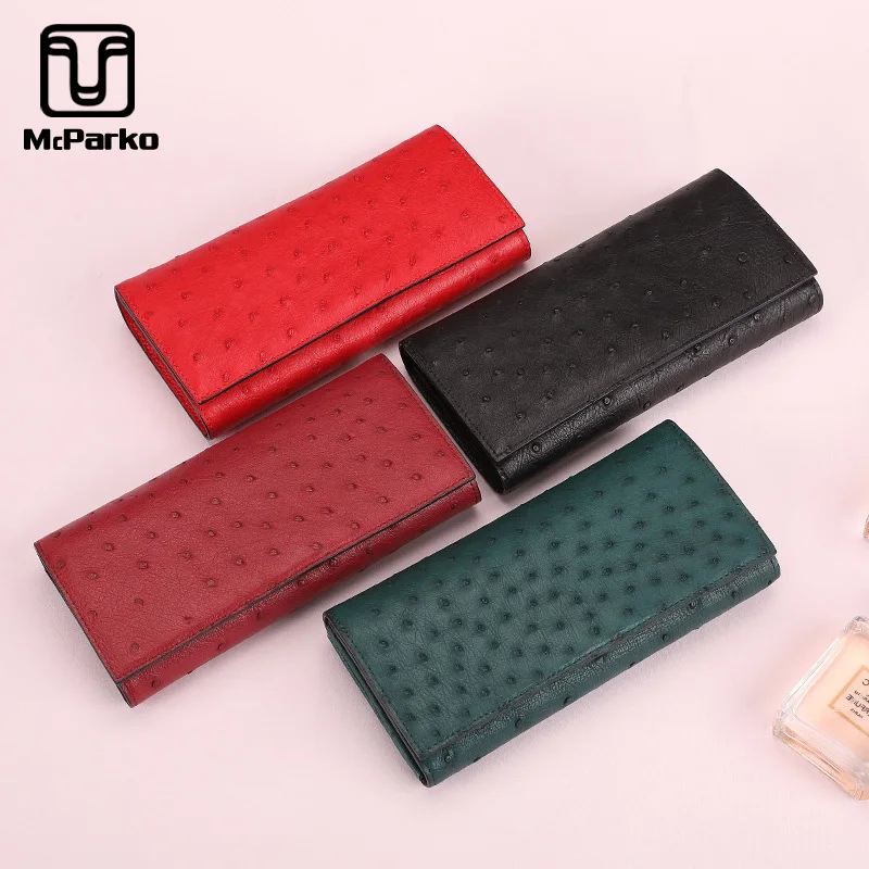 кошелек женский портмоне McParko страусиный из натуральной кожи Женский Длинный