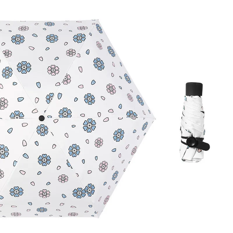 White flower(5fold) DMBRELLA небольшой Зонт складывающийся в карман для дождя женский подарок для мужчин Мини зонтик для девочек анти-УФ водонепроницаемый портативный путешествия DM138 - Цвет: White flower(5fold)