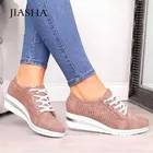 Кроссовки женские на шнуровке, дышащие, удобная повседневная обувь на танкетке, теннисная обувь, 2022