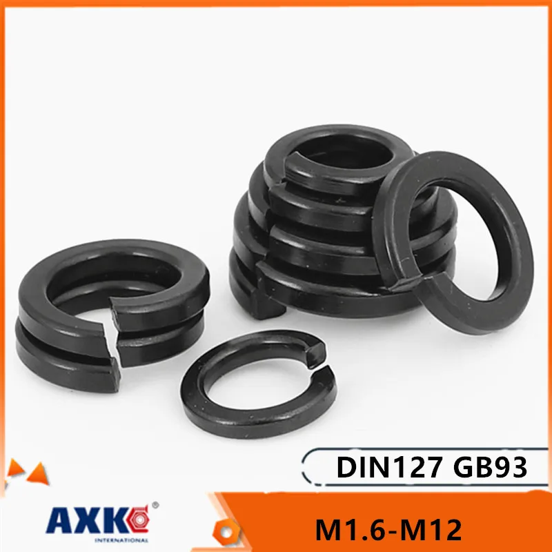 

10/100pcs M1.6 M2 M2.5 M3 M4 M5 M6 M8 M10 M12 DIN127 GB93 Black 304 Stainless Steel Spring Washer Split Lock Elastic Gasket