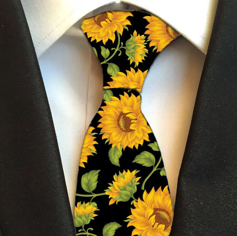 Модный мужской галстук с принтом подсолнуха лягушки Повседневный 8 см нейлоновый