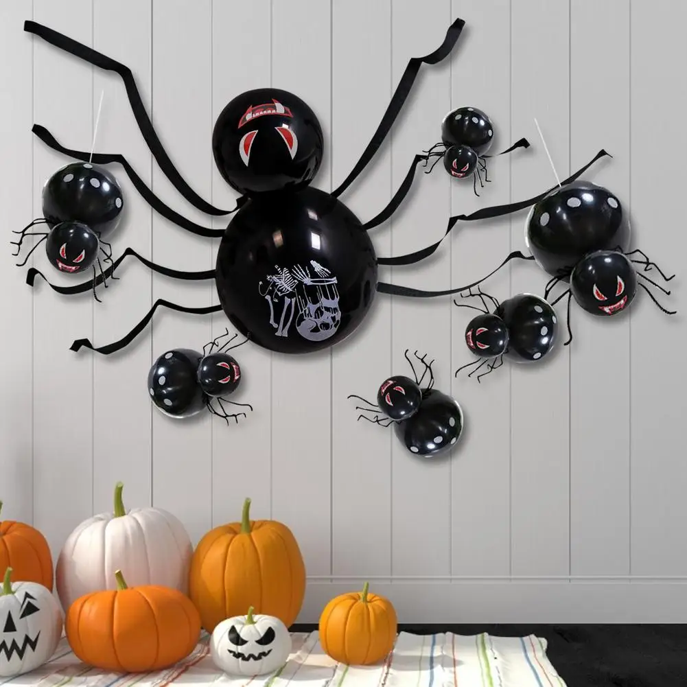 

Набор 3D воздушных шаров-пауков, украшение на Хэллоуин, надувной черный латексный набор воздушных шаров-пауков, «сделай сам», украшение для в...