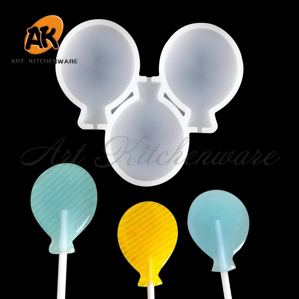 

3 Balloon Design Lollipop Silicone Mold Candy Cupcake Topper Model DIY Chocolate Fondant Mould Cake Decorating Tools Bakeware