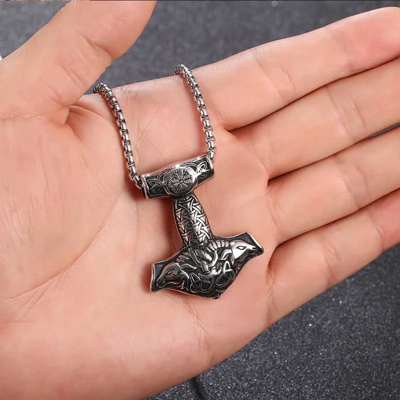 FORTAFY норвежский викинг Amulet нержавеющая сталь Коза Тор молот ожерелье-подвеска