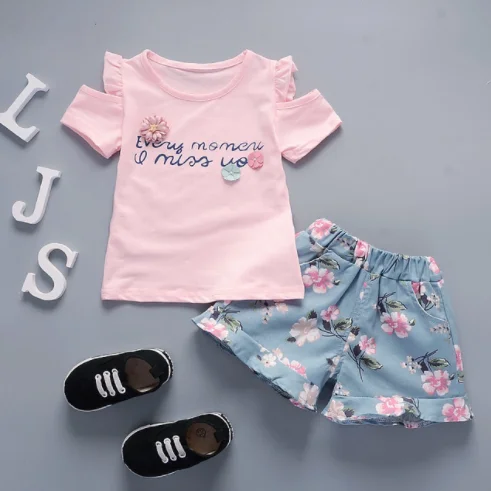 BibiCola/летний комплект одежды для маленьких девочек модная футболка + комбинезон