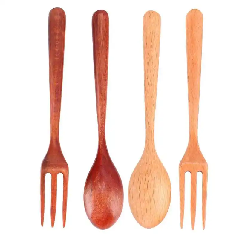 Кухня посуда многоразовые деревянный набор ложка и вилка для путешествий