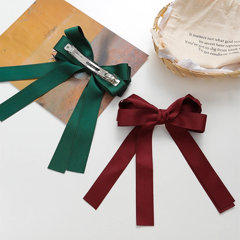1 шт. модные заколки для волос с бантом из ленты красные и зеленые девочек милые