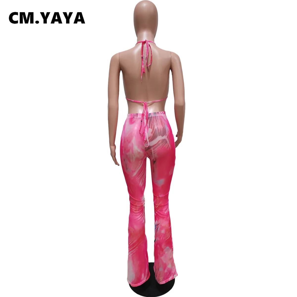 Купальники CM.YAYA женские с сетчатым принтом бандажные топы без рукавов лямкой на