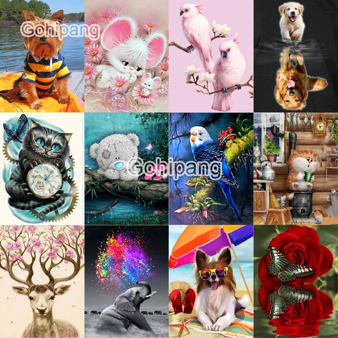 

Diamond Embroidery Animals and Insects Cat Dog Deer Birds Full Display 5D DIY Rhinestones Square or Round Diamond Wall Decoratio