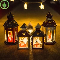 candle holder iron art christmas day decorations portable glass windproof gift romantic atmosphere arrangement decoration