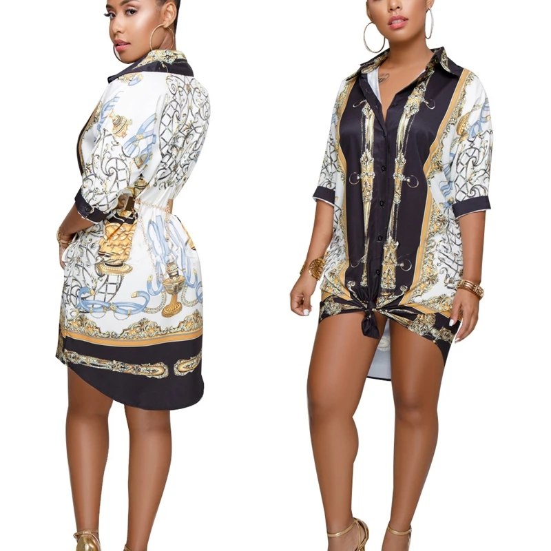 

2021 Sexy Blouses Dress Women Paisley Vintage Print Shirt Robe Casual Loose Streetwear Dresses Long Sleeve Elegant Party Club