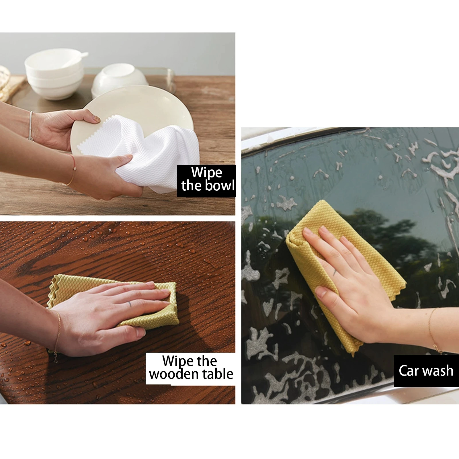 

Practical 5/10pcs Wave Pattern Fish Scale Cloth Rag 30x40cm Water Absorbable Glass Kitchen Cleaning Cloth Wipes for Table Window