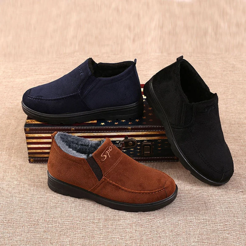 Мужские повседневные ботинки с высоким берцем теплые на толстой подошве