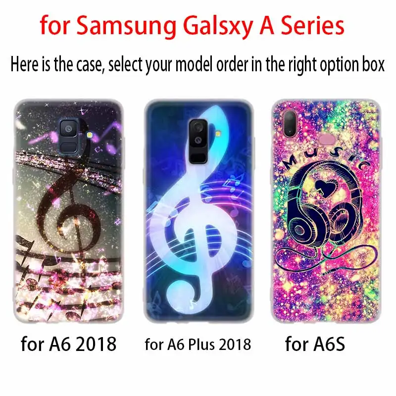 Musical notes Silicone Case For Samsung A52 A32 A12 A72 A42 A21S 5G A3 A5 A6 A7 A8 Plus 2018 Cover | Мобильные телефоны и