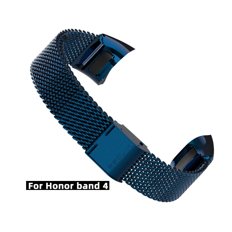 Blue-Honor Band 4 Mijobs Миланский металлический ремешок 155-255 мм ремешок для часов браслет из нержавеющей стали браслеты для huawei Honor 3 Band 4 умные аксессуары - Цвет: Blue-Honor Band 4