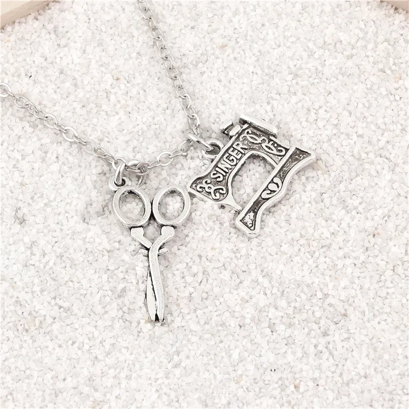 1 шт. швейное ожерелье с кулоном в форме машины ножничными подвесками