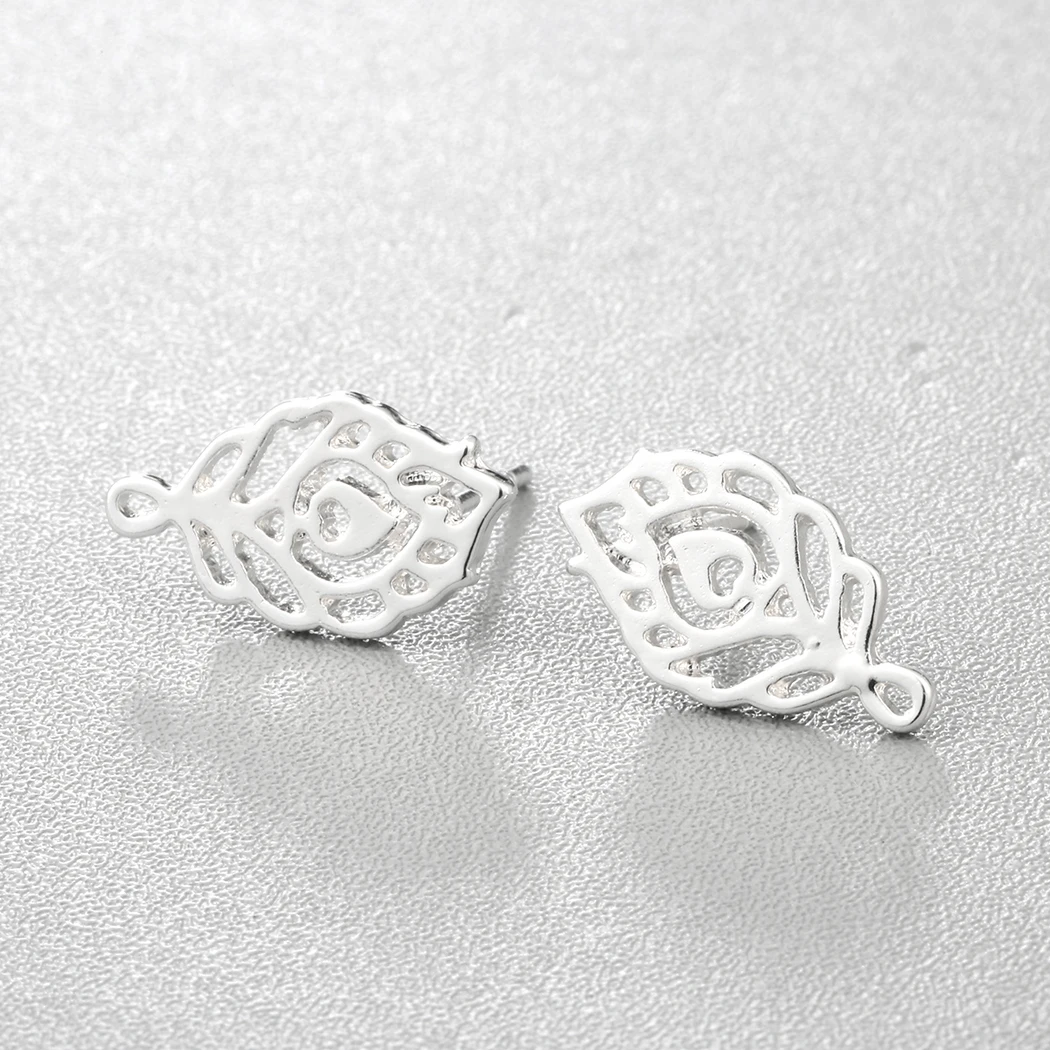 Новые серьги гвоздики с перьями павлина женские серебряные золотые открытые