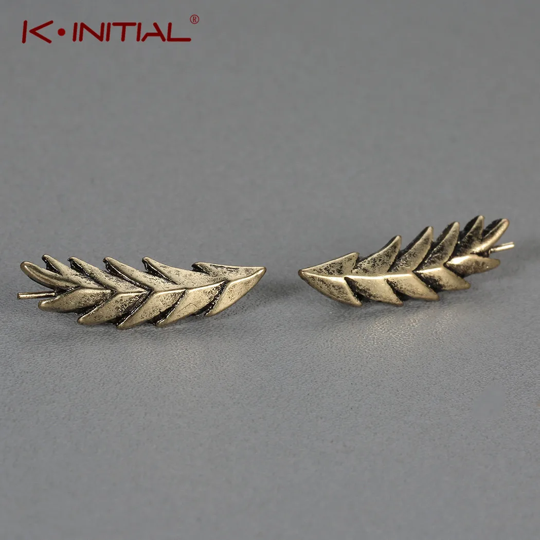 

Kinitial Fashion Style Gold Silver Color Leaf Earrings For Women Geomatric Ear climber Earring Wheat Jewelry Earing bijouterie