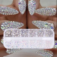12 gridsbox glitter crystal nail art rhinestone gold clear silver diamond gem 3d glitter nail art decoration nails accessories
