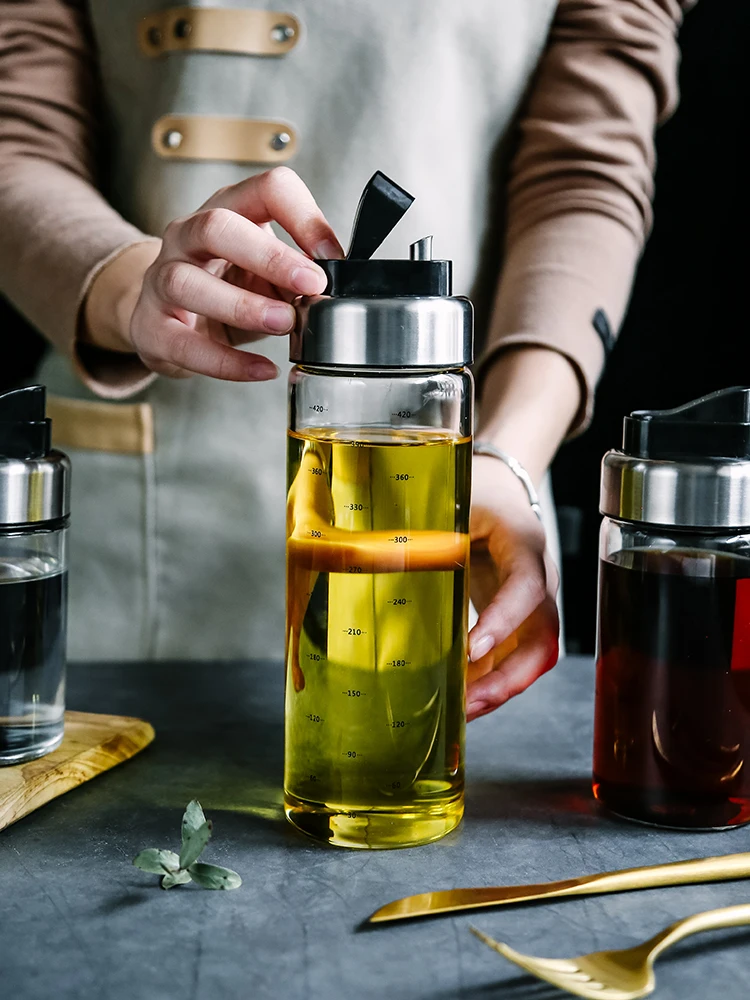 

Oiler Automatic Opening and Closing Oil Bottle Glass Leak-proof Seasoning Vinegar Bottle Soy Sauce Bottle Oil Tank Kitchen